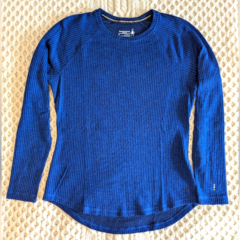 *SMARTWOOL* THERMAL MERINO 250 Top, Cobalt Blue & Black, Sz. Medium, EUC!!